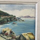 Oil on wood Mediterranean Sea J.Bellemont