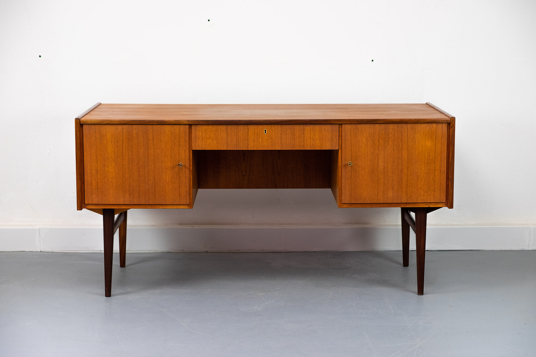 Freestanding vintage teak desk 1960s