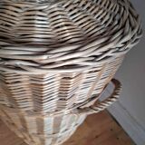 Very large vintage rattan basket, retro wicker decoration