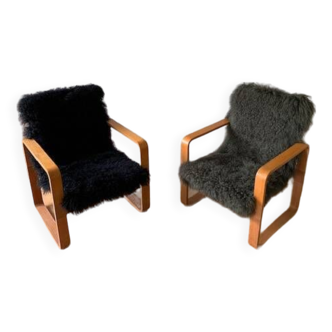 2 armchairs by Rud Thygesen & Johnny Sørensen (Denmark 1970s)