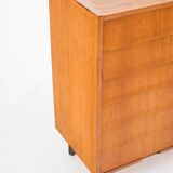 Vintage sideboard. Oak wood, drawers and door. France, 1960s