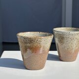 Set of 2 cups in Indonesian ceramic (brown & speckled glazed matte)