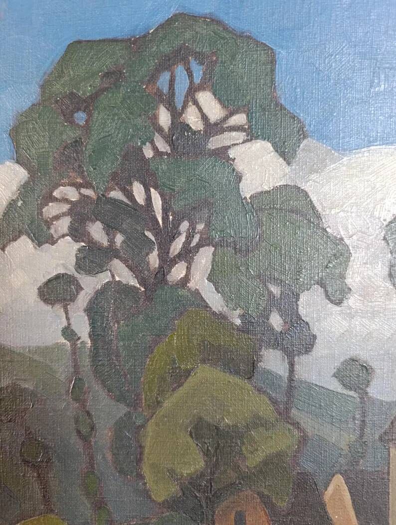 Original 1931 French landscape oil painting by M. Alba