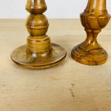 Pair of wooden candle holders