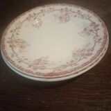 Vintage iron earthenware soup plate set