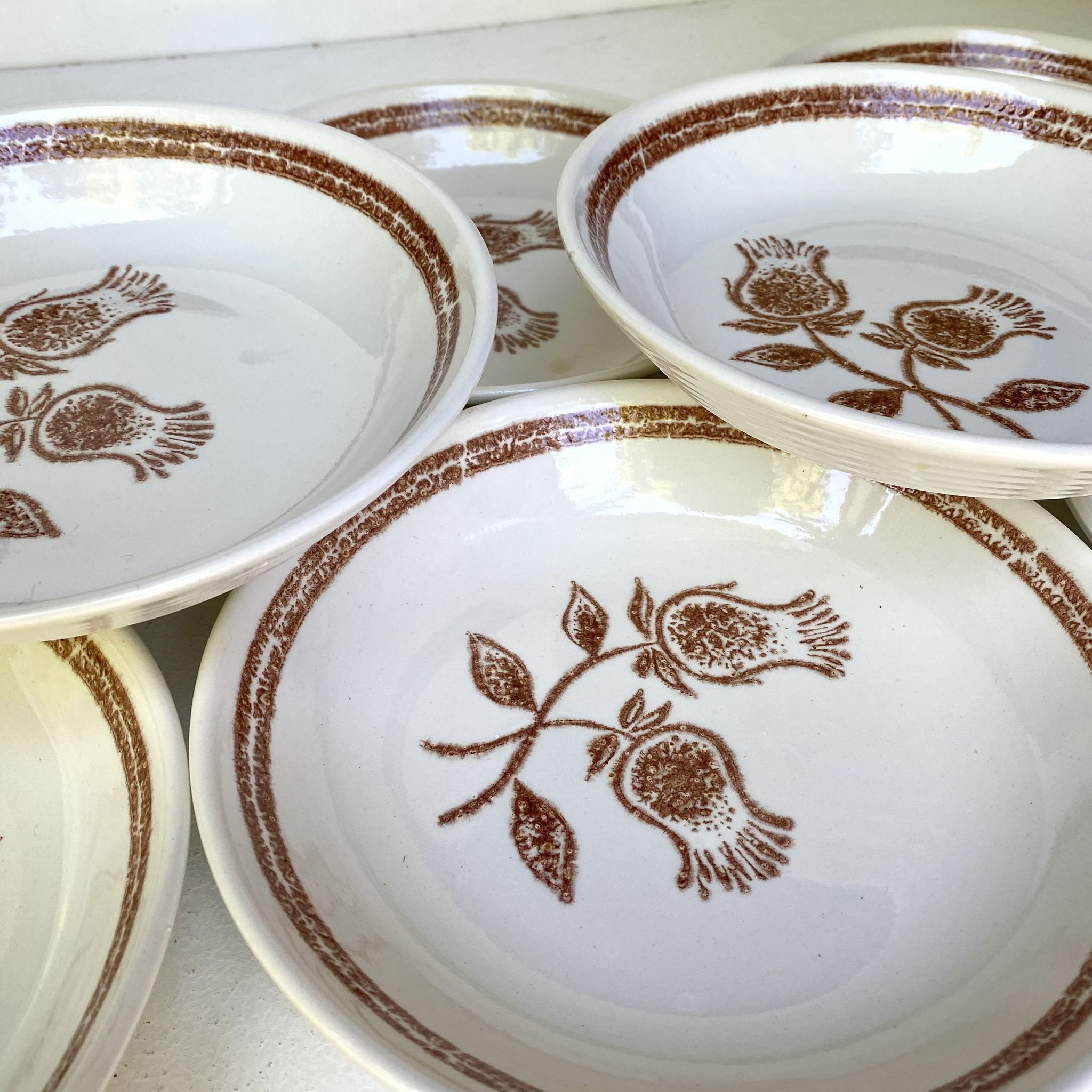 Vintage stoneware soup plates