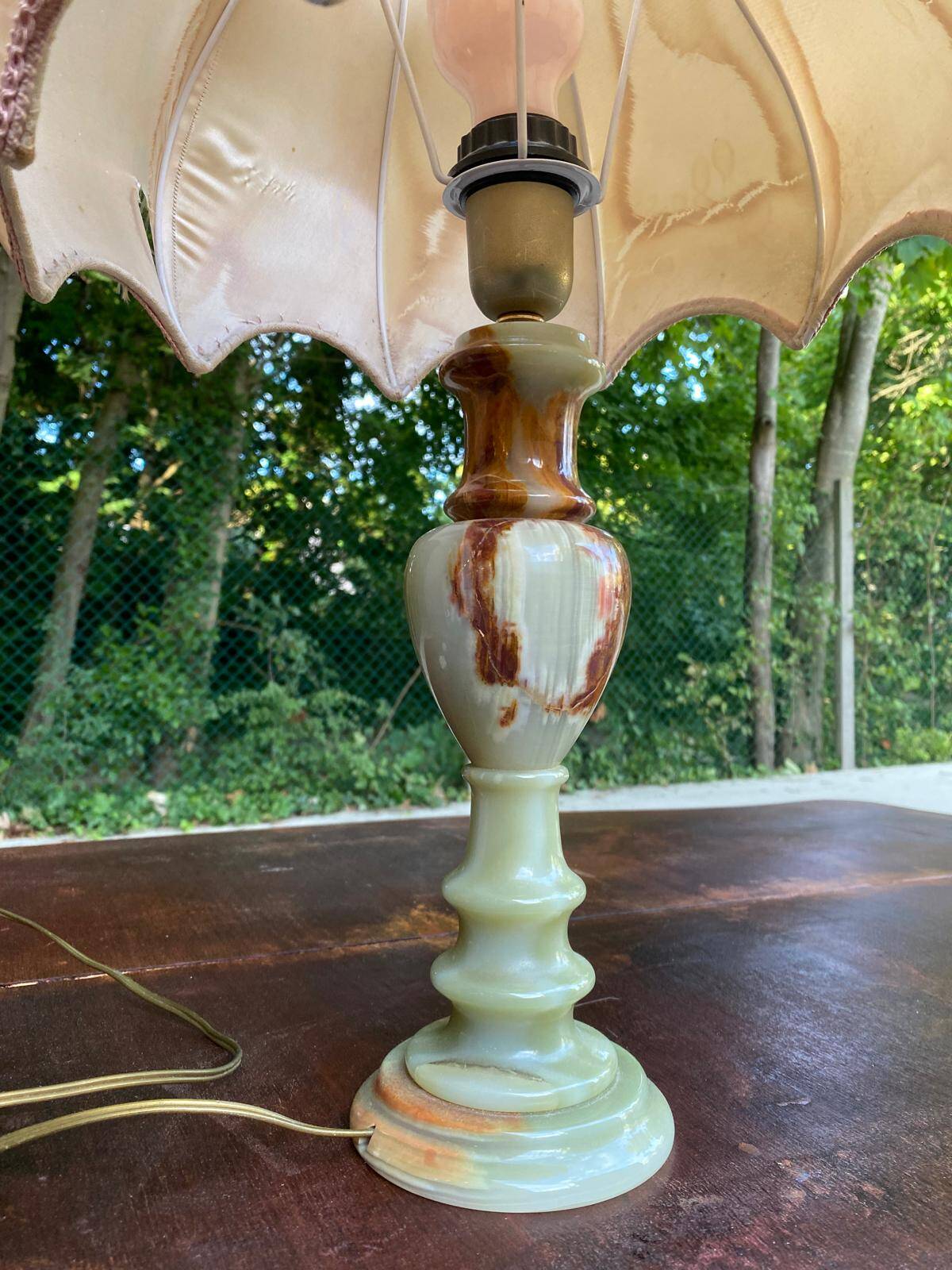 Lampe onyx vintage vert et marron