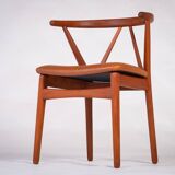 Dining Chair Model 255 Mid-Century in Teak and Leather by Henning Kjærnulf for Bruno Hansen, Denmark, 1960s