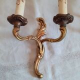 Pair of two-armed wall lights in gilded bronze, Louis XV style, by Lucien Gau.