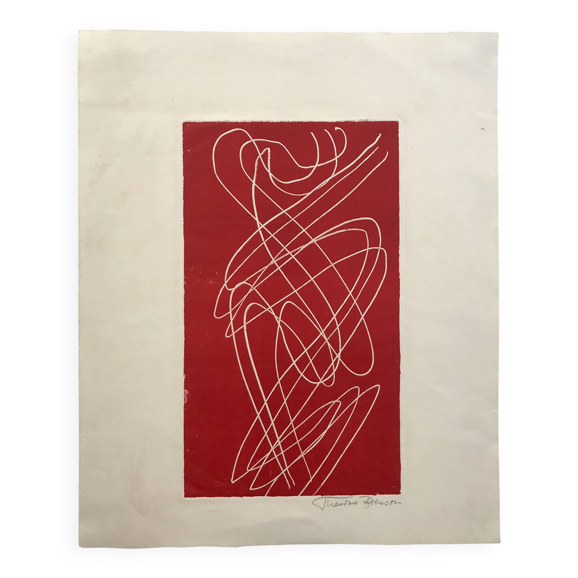 Theodore brenson, untitled, c. 1950. original engraving signed in pencil.