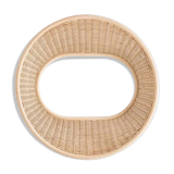 Large concave mirror in woven rattan