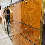 High Sideboard in Radica and Gilded Metal, 1970s