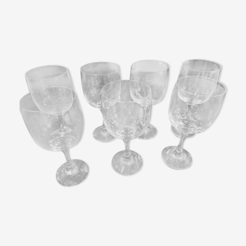 Lot de 7 verres à vin vintage en cristal