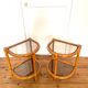 Paire de tables de chevet vintage en rotin et verre fumé