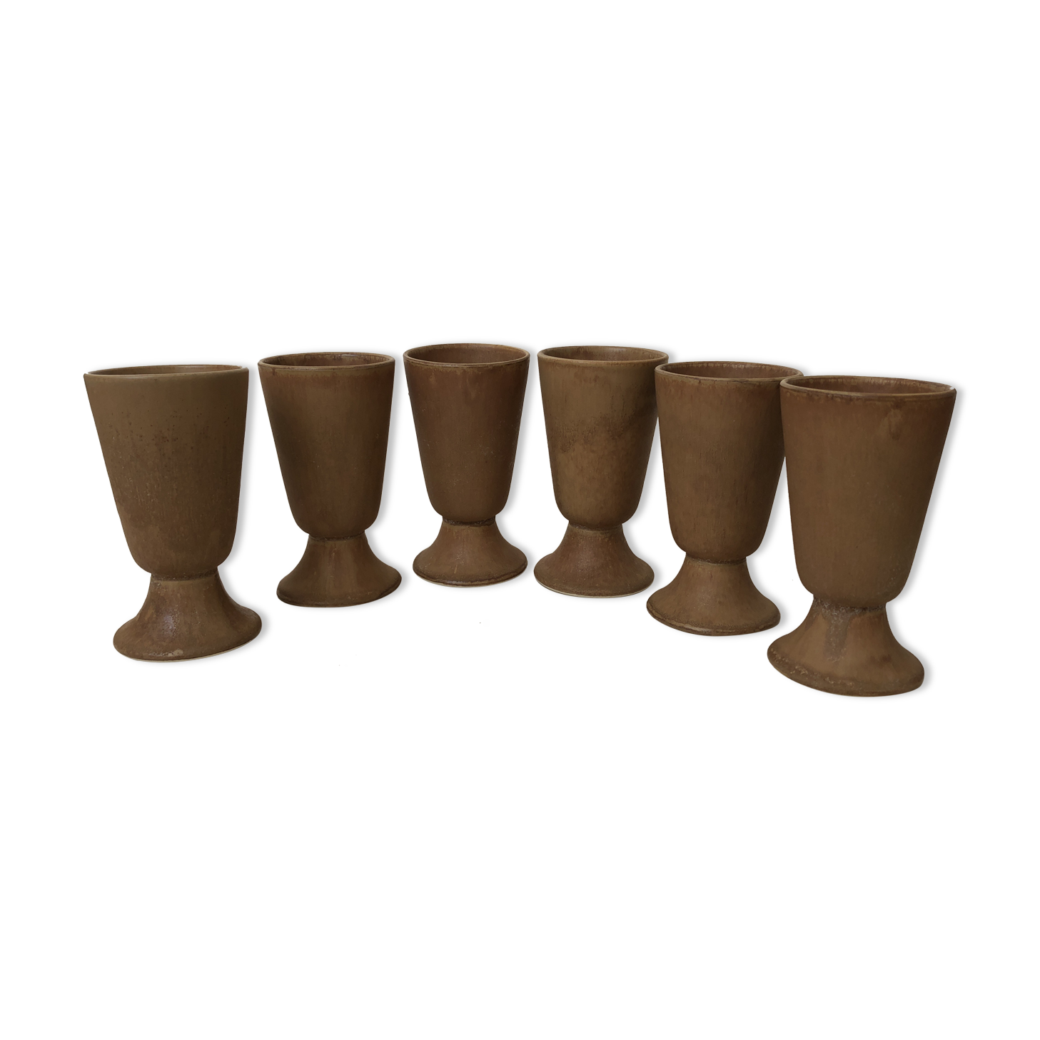 Set of 6 mugs mazagran in brown sandstone