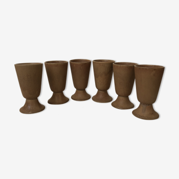 Set of 6 mugs mazagran in brown sandstone