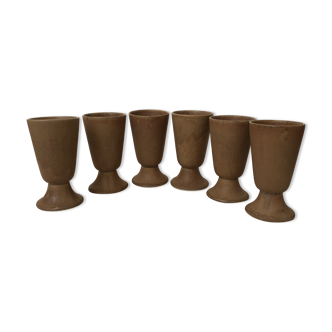 Set of 6 mugs mazagran in brown sandstone