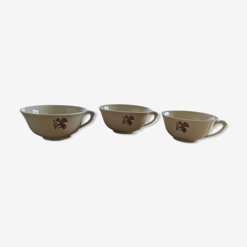 3 tasses, porcelaine de Limoges, origine GDA