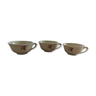 3 tasses, porcelaine de Limoges, origine GDA