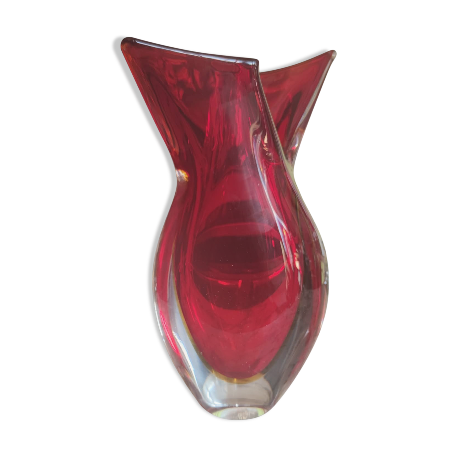 Murano crystal vase in three colors, circa 1970