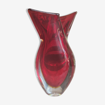 Vase en cristal de 3 couleurs de Murano vers 1970