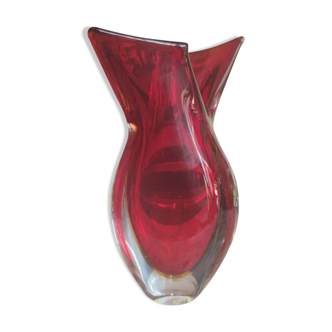 Vase en cristal de 3 couleurs de Murano vers 1970