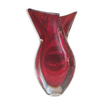 Murano crystal vase in three colors, circa 1970