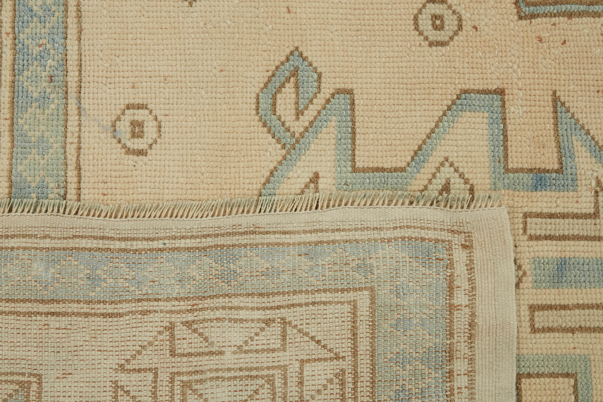 Hand-knotted anatolian vintage 1970s 263 cm x 348 cm beige wool carpet