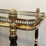 Rolling table in brass and mahogany with removable trays