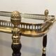 Rolling table in brass and mahogany with removable trays