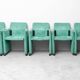 Set of 6 Roota velvet armchairs in green by Buzzati & Rocchi, 1970s