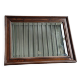Ancien miroir biseauté encadrement cadre bois