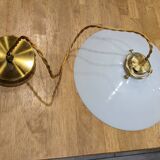 Suspension vintage en opaline blanche