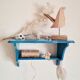Blue wood wall shelf