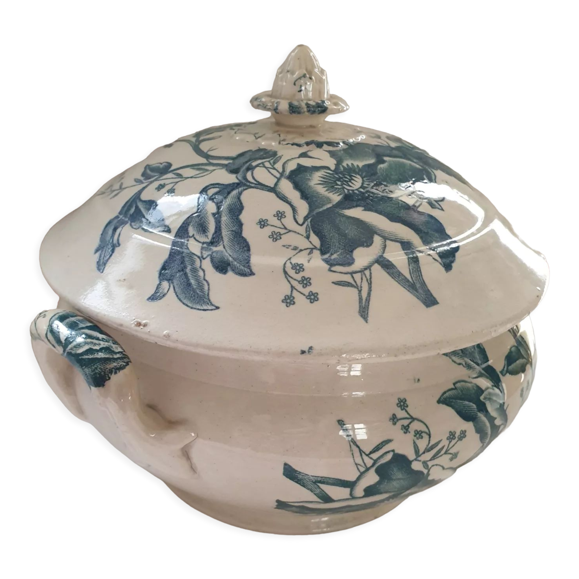 Iron earth soup tureen Faïenceries de Lyon