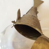 Old articulated brass fish box