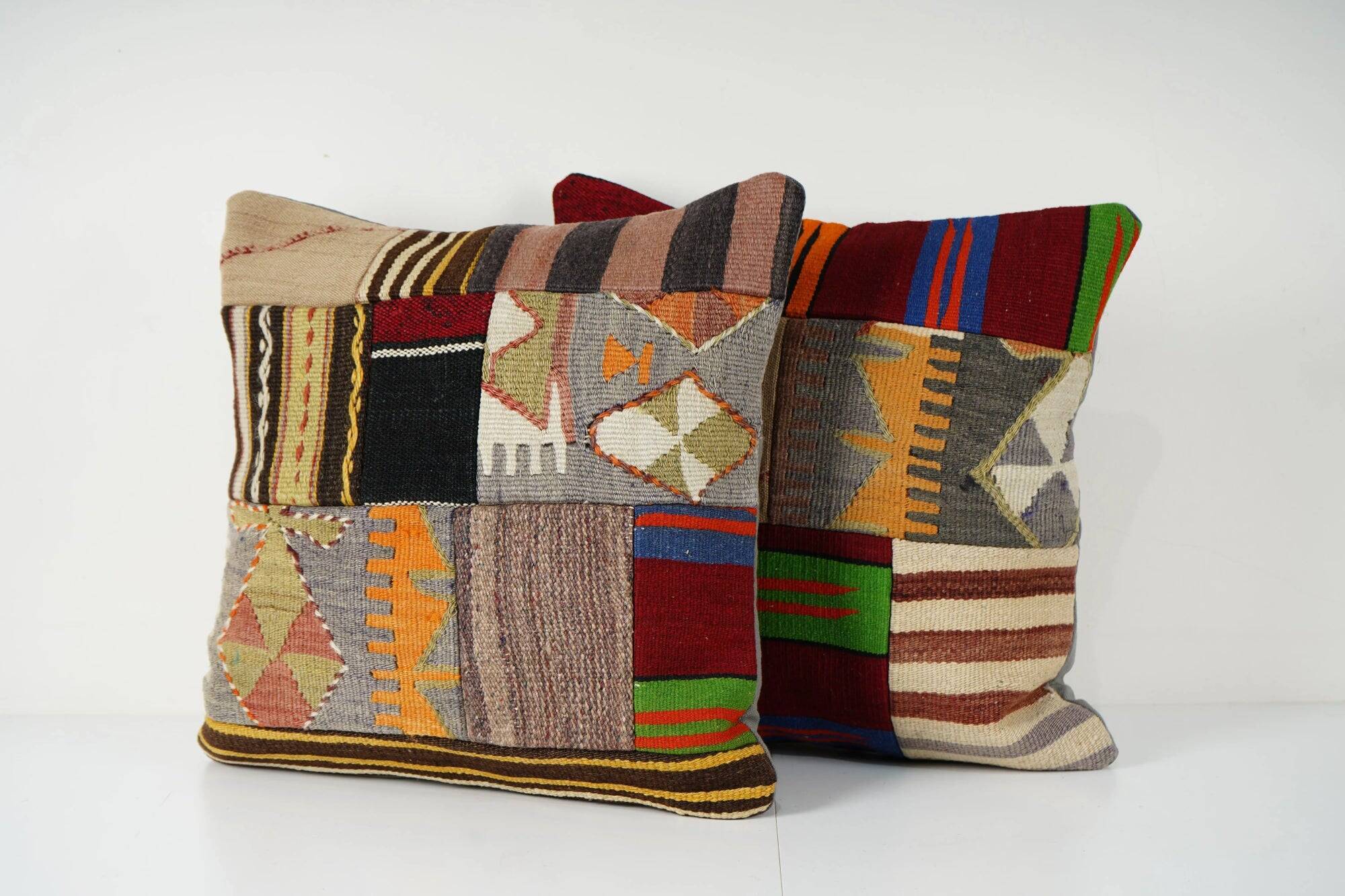 Set of 2 vintage kilim cushion covers 51x51 cm