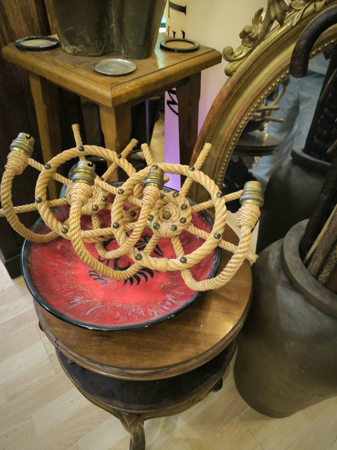 Pair of rope wall sconces