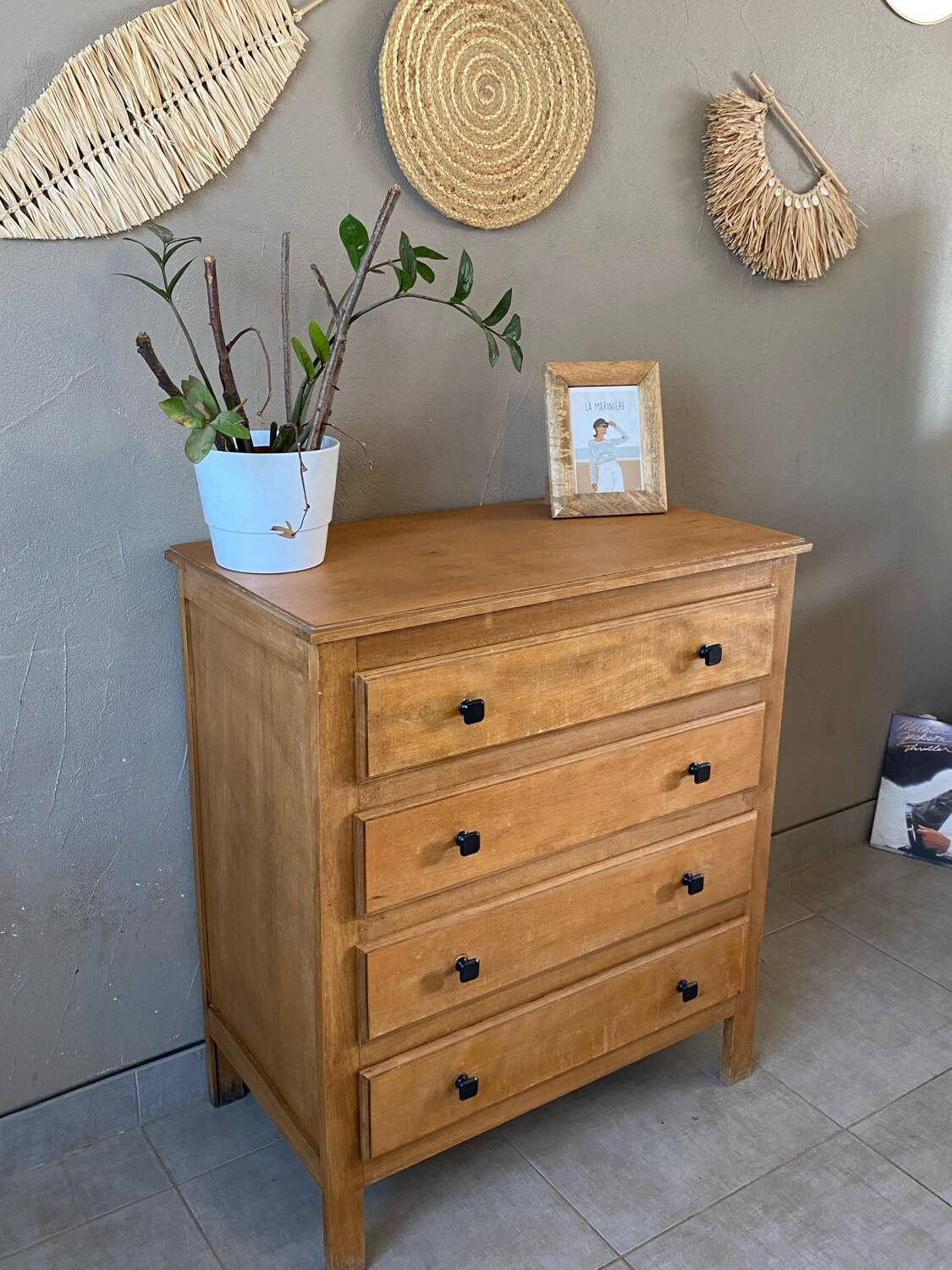 Vintage light oak chest of drawers