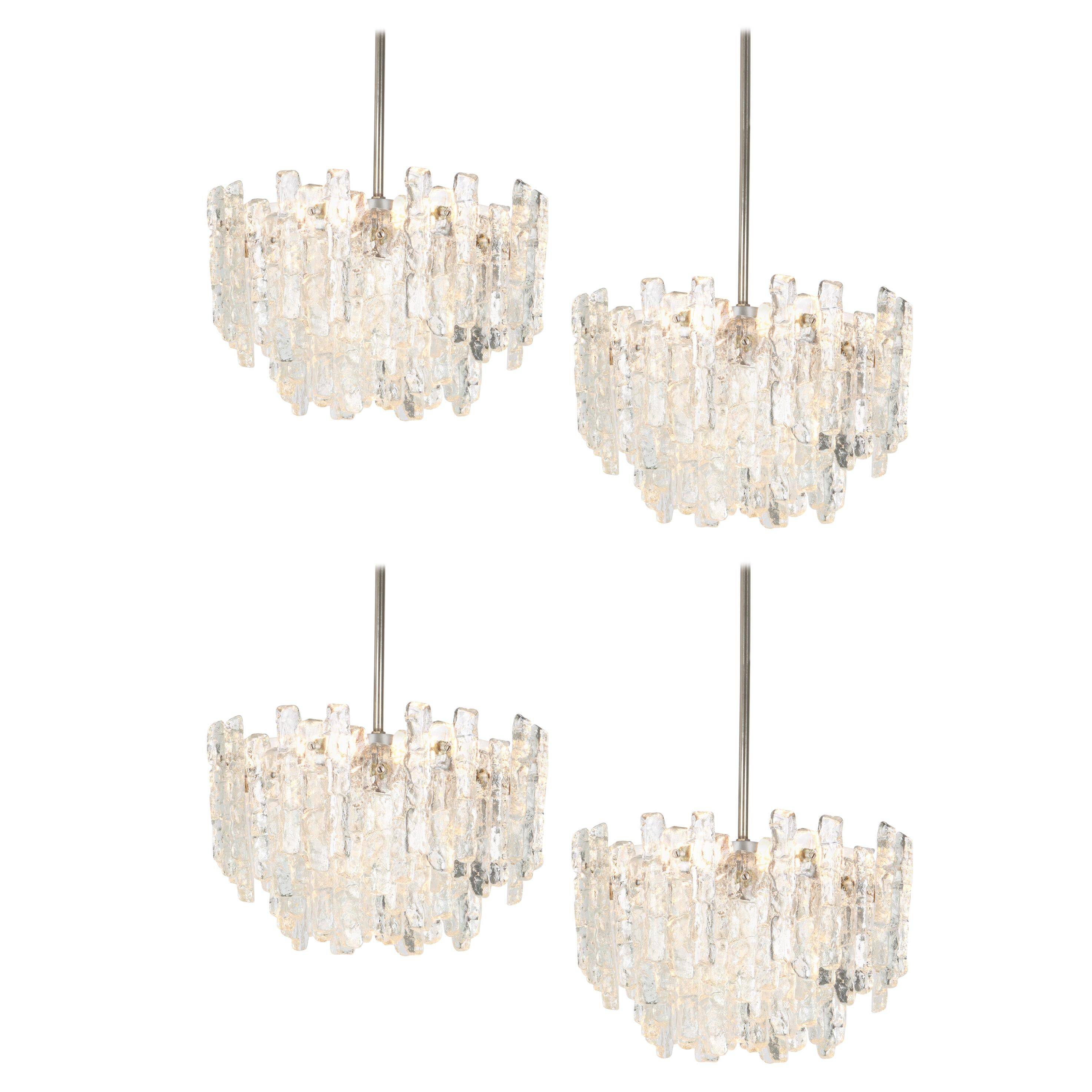 Glass ice Murano chandelier by Kalmar, Austria, 1960s