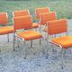 Set of 6 designer chairs from the 70s orange fabrics and chrome tubes