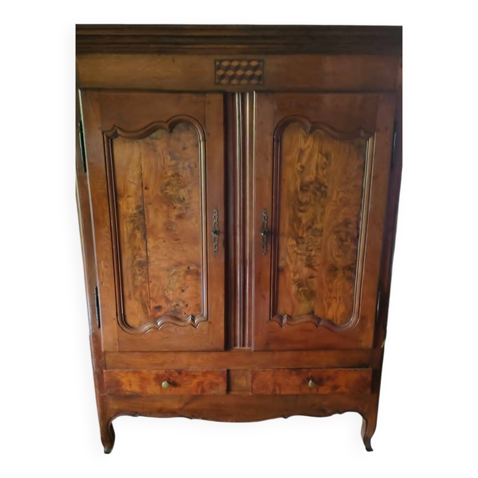 Antique cabinet with elm burrolled doors
