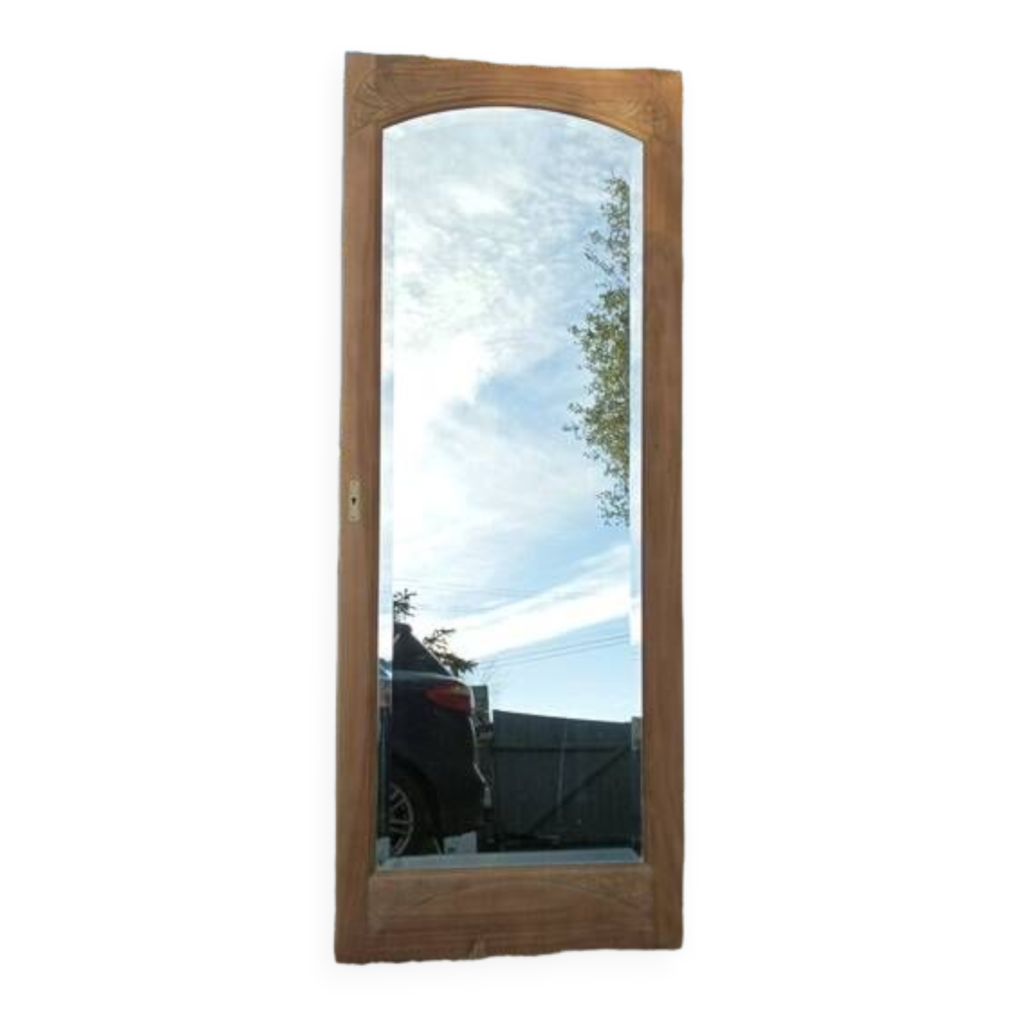 Beveled mirror solid wood door frame carved air-gummed