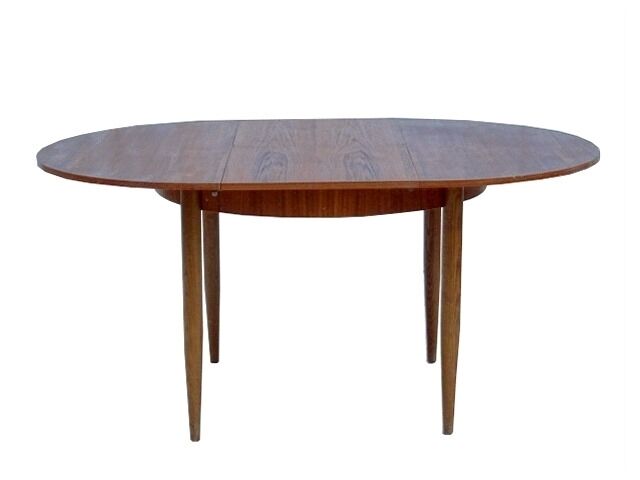 Vintage Scandinavian teak dining round table 60s