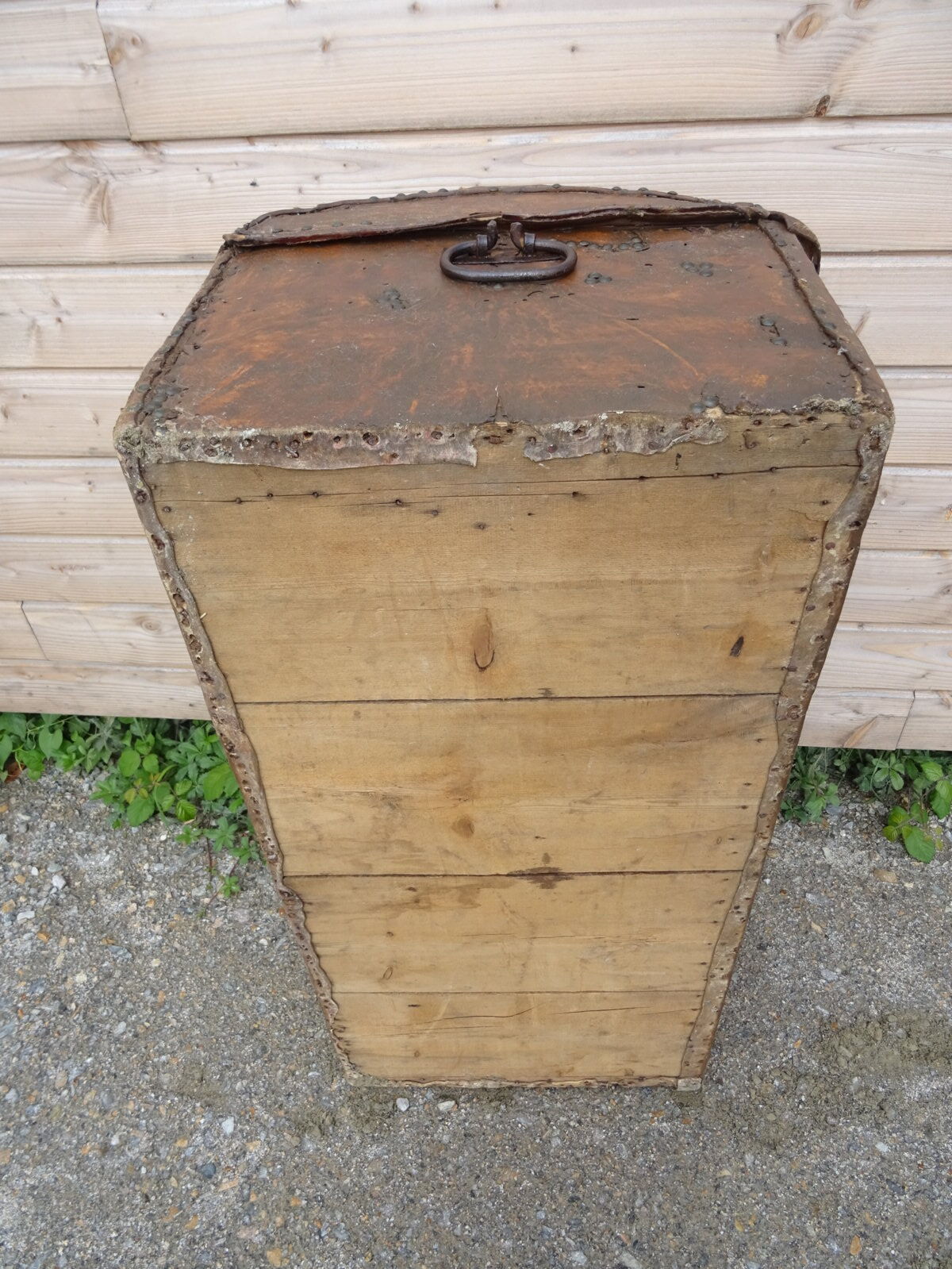 19th-century leather trunk