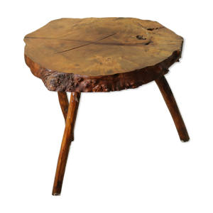 Table d'appoint brutaliste bois