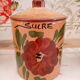 Set of 4 vintage kitchen pots in terracotta decoration daisy