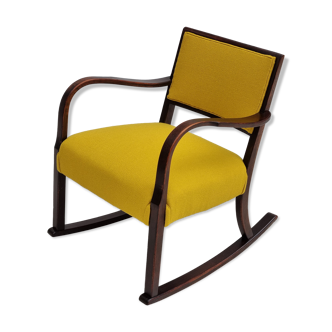 50s, Danish design by Fritz Hansen, renovated rocking chair, KVADRAT furniture wool