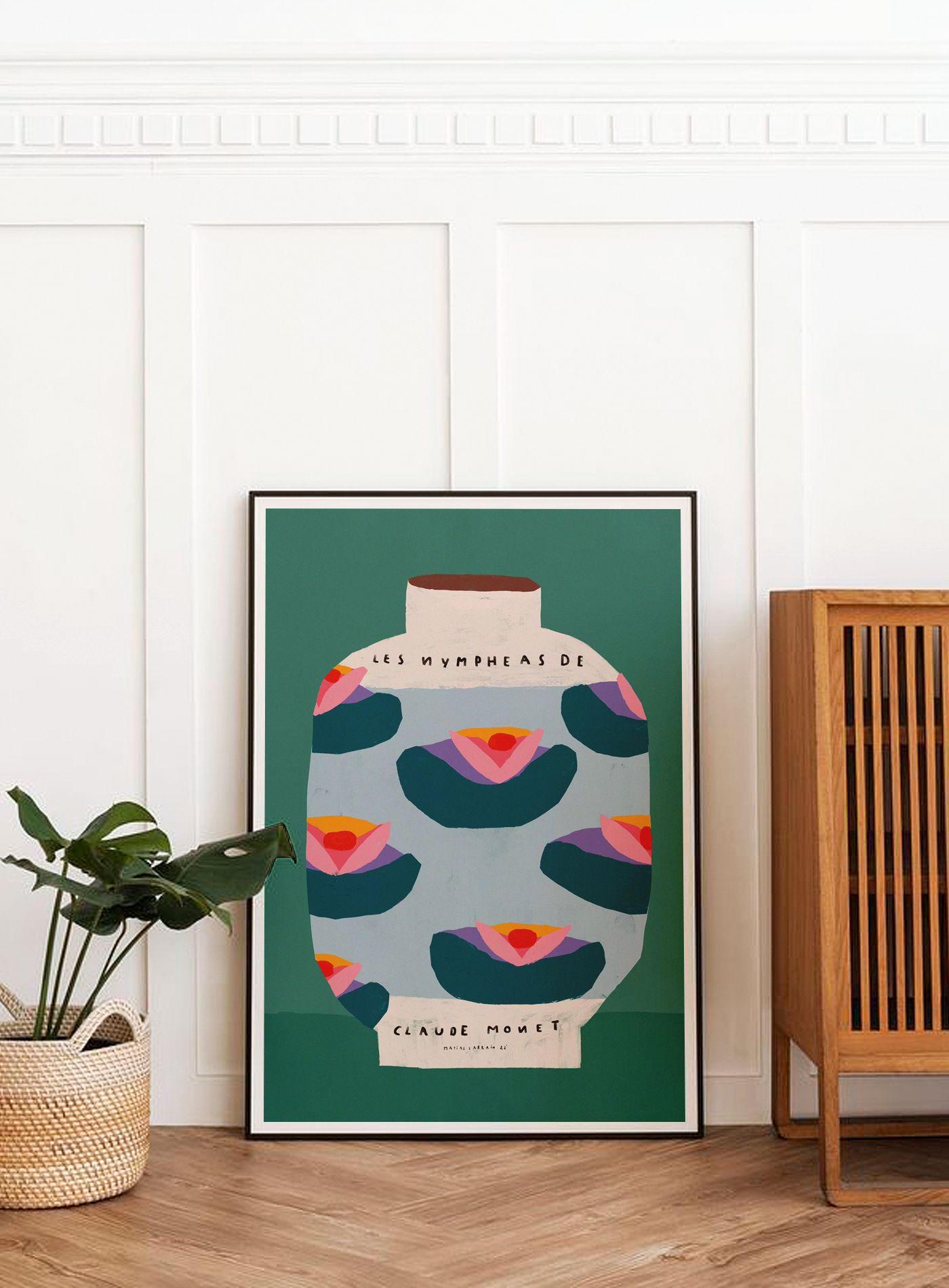 Wall poster colorful vase water lilies 30cm*40cm