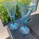 Pair of sky blue chalice or flute glasses